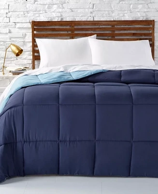 Martha Stewart Essentials Down Alternative Solid Reversible Comforter, King, Blue/Navy