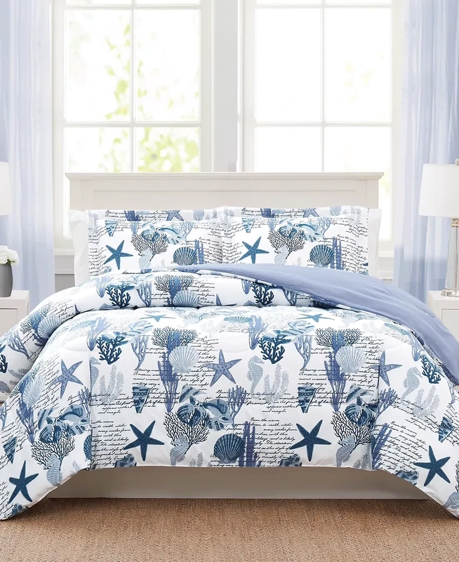Sea Life Navy Reversible 2-Pc. Twin/Twin XL Comforter Set, Navy Blue