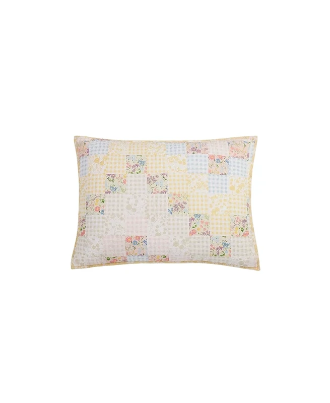 Martha Stewart Collection Checker Floral Sham, Standard, Yellow