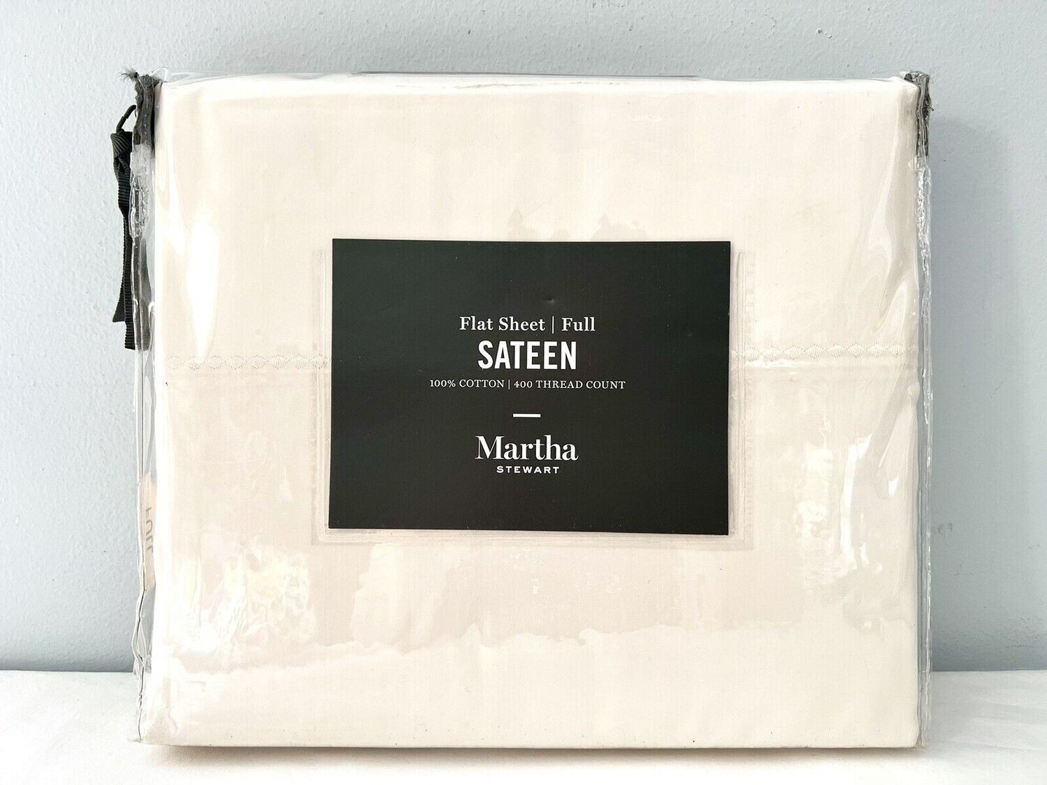 Martha Stewart Collection Open Stock Solid 400 Thread Count Cotton Sateen Flat Sheet, Full, Ivory