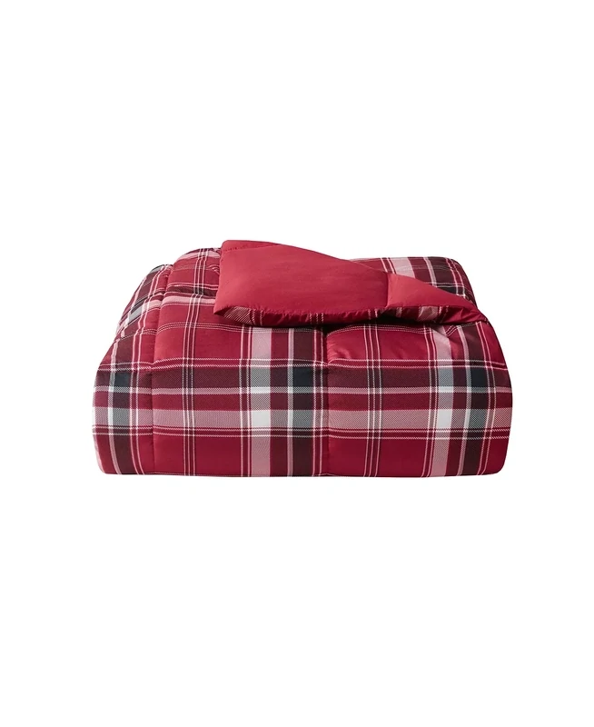 Martha Stewart Essentials Down Alternative Plaid Reversible Comforter, Twin, Bedding