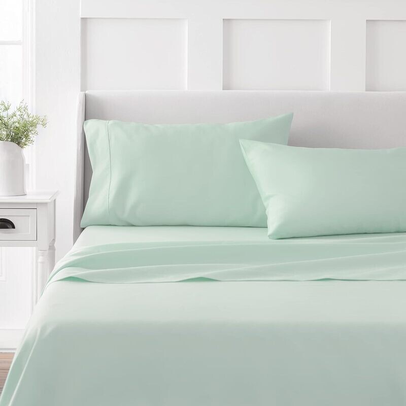 Martha Stewart Essentials Solid Microfiber 3-Pc. Sheet Set, Twin Xl, Green Mist (Green)