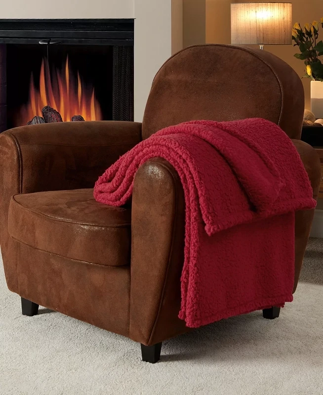 Fireside Solid Sherpa Irresistibly Soft Throw, 50&quot; X 60&quot;