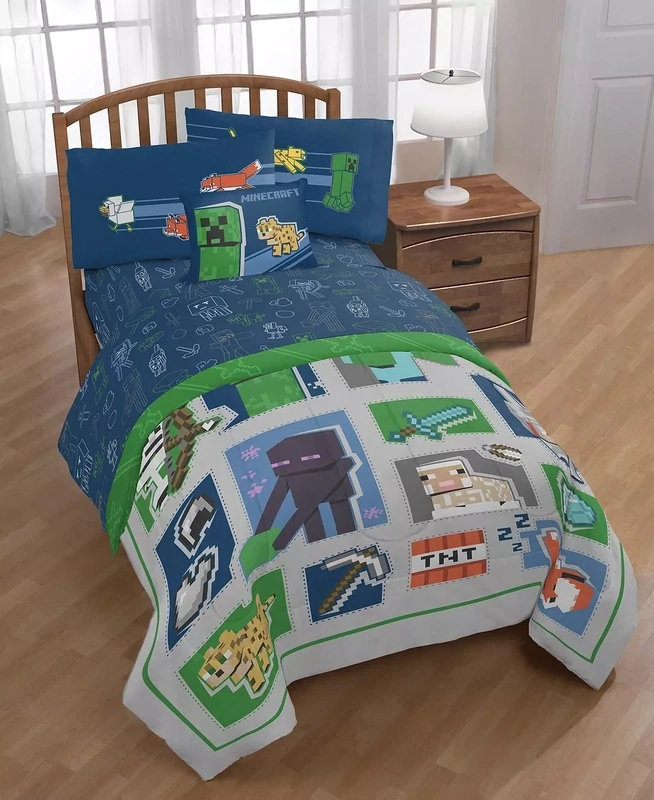 Minecraft &#39;Patchwork Mobs&#39; 6pc Twin Comforter Set, Bedding