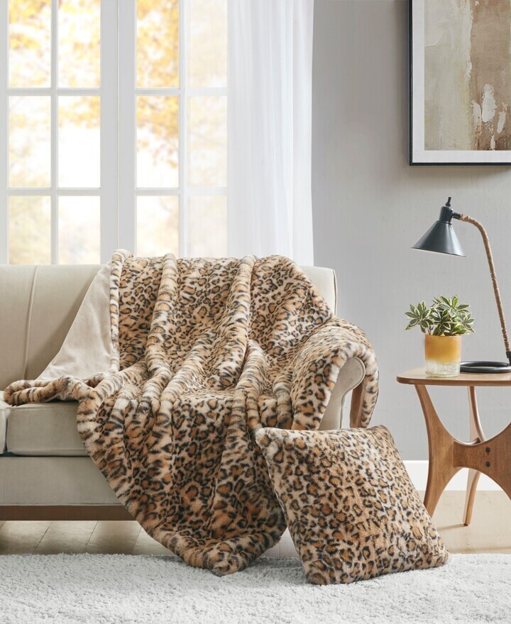 Martha Stewart Collection Plush Faux Fur Throw, 50&quot; X 60&quot;, Bedding