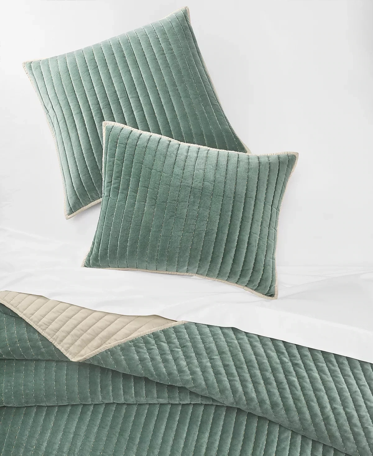 Oake Velvet Coverlet, King, Green