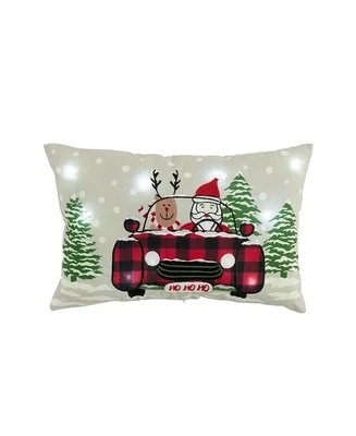 The Mountain Home Collection LED Santa Reindeer Truck Decorative Pillow