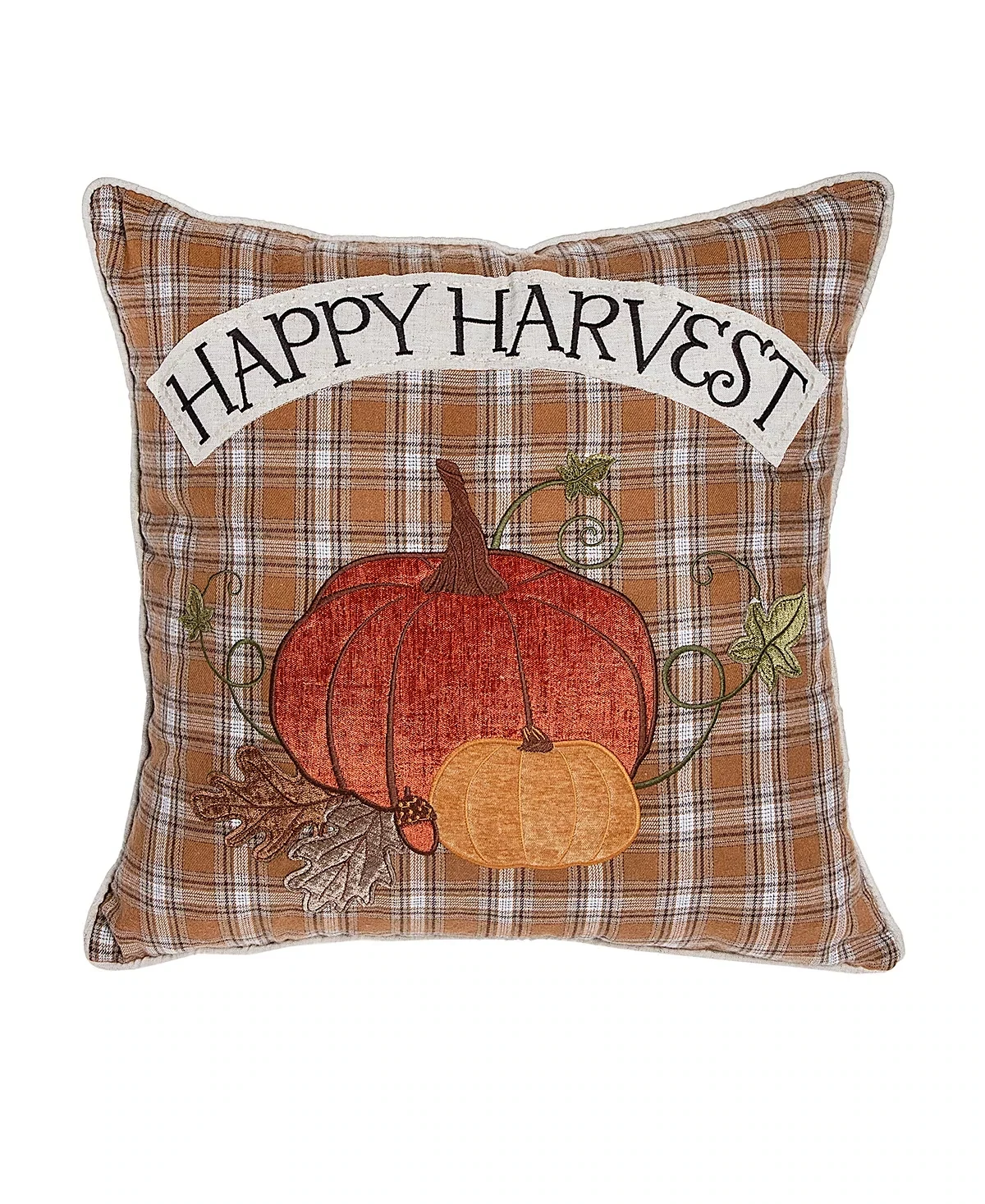Enchante Pumpkin Fringe Decorative Pillow, 20 X 20 - Multi Embroidery on White