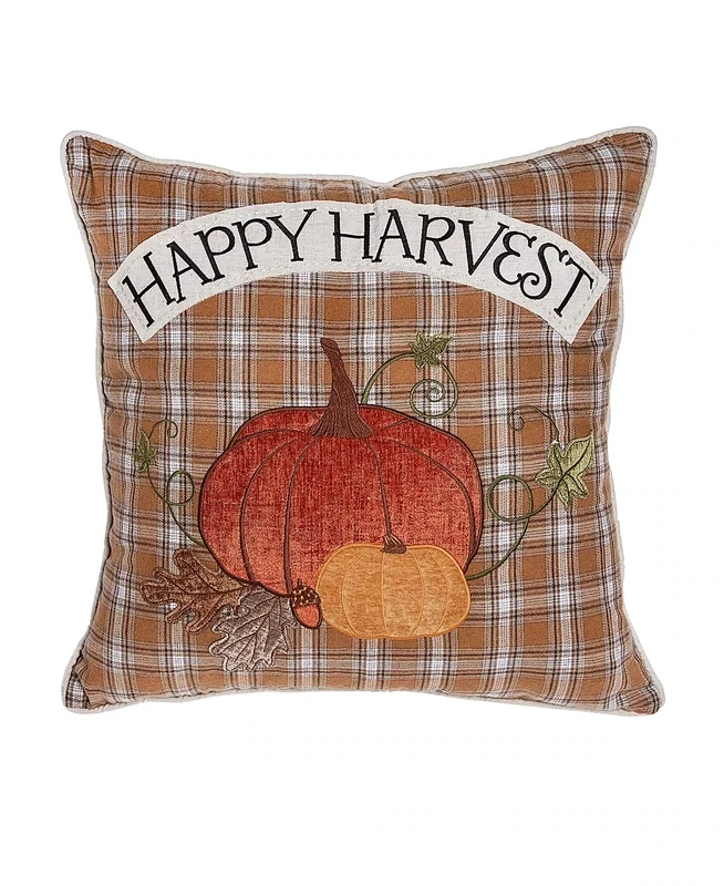 Enchante Pumpkin Fringe Decorative Pillow, 20 X 20 - Multi Embroidery on White