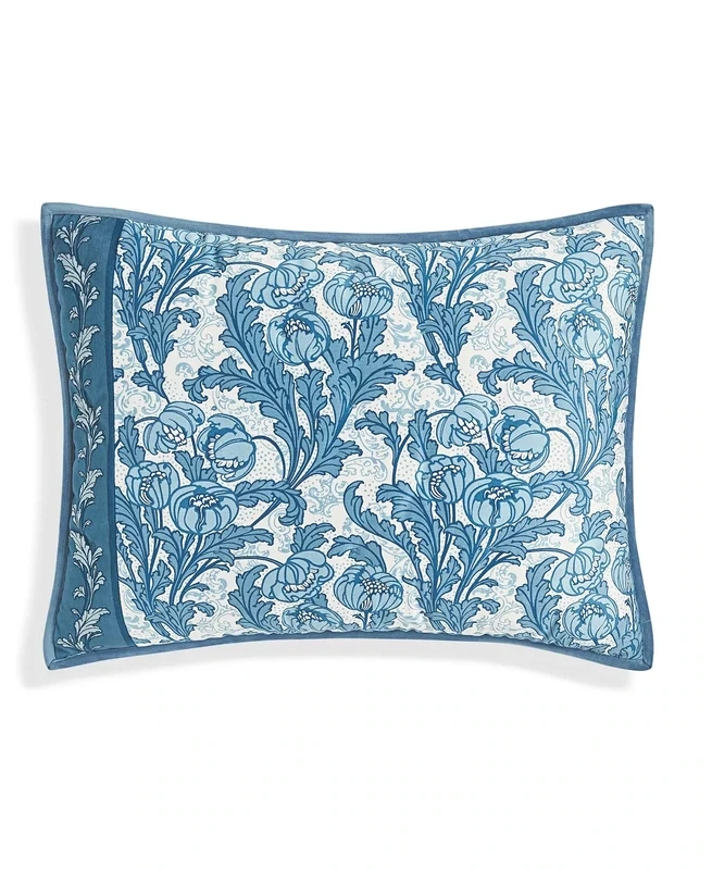 Martha Stewart Collection Nouveau Floral Velvet Sham, Standard, Blue