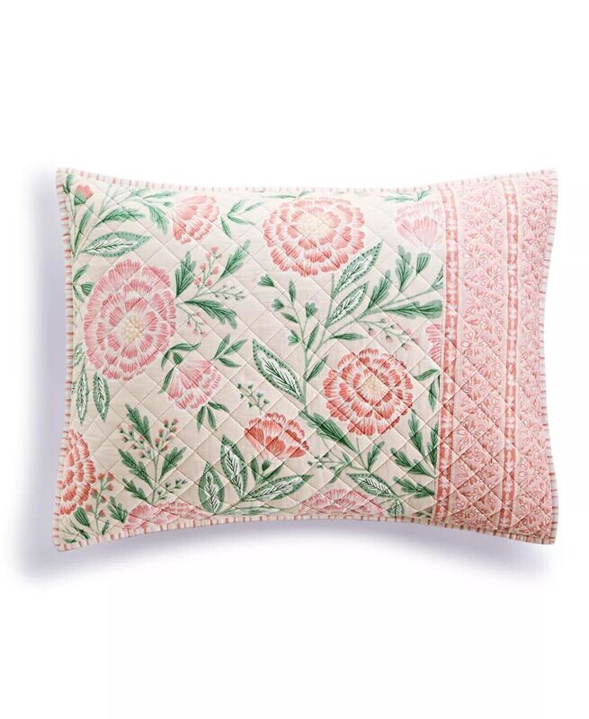 Martha Stewart Collection Woodblock Floral Frame Sham, King