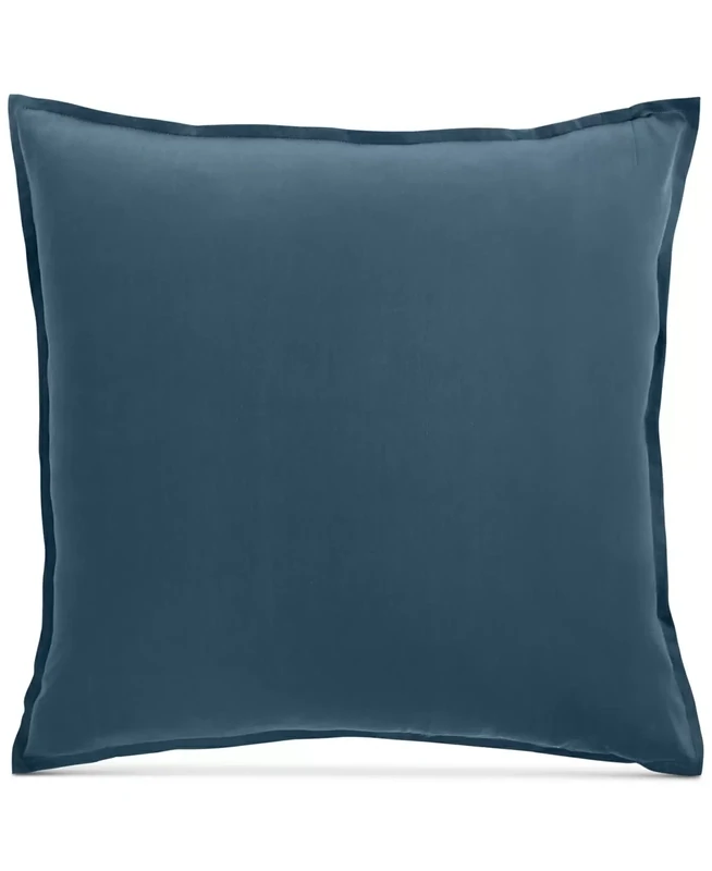 Oake Solid Cotton Tencel Sham, European Light blue/Navy