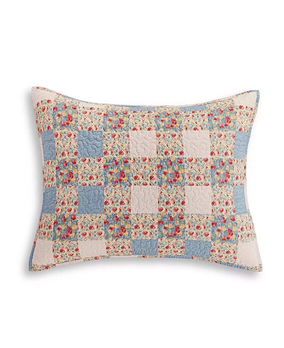 Martha Stewart Collection Gingham Floral Sham, Standard, Blue