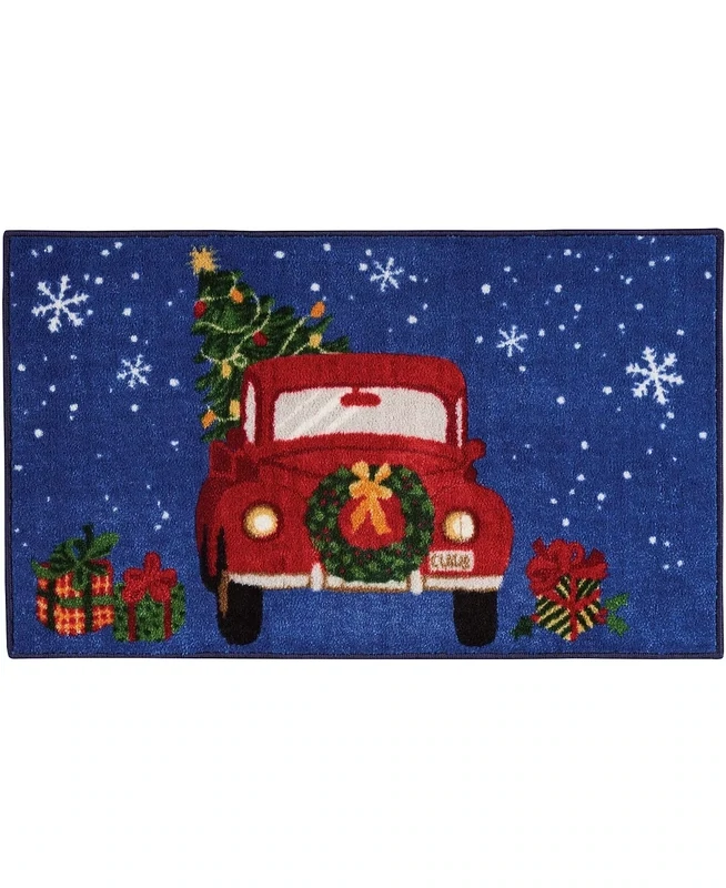 Truck with Snowflakes Accent Rug, 18&quot; X 30&quot; Bedding