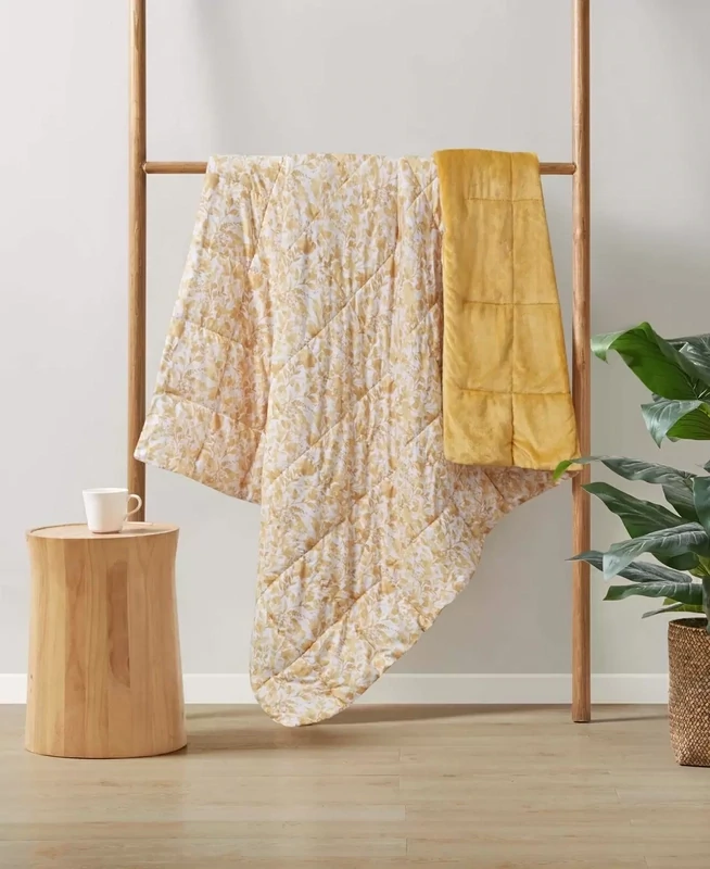 Clean Spaces Quilted Throw, 50 X 60 - Floral Yellow