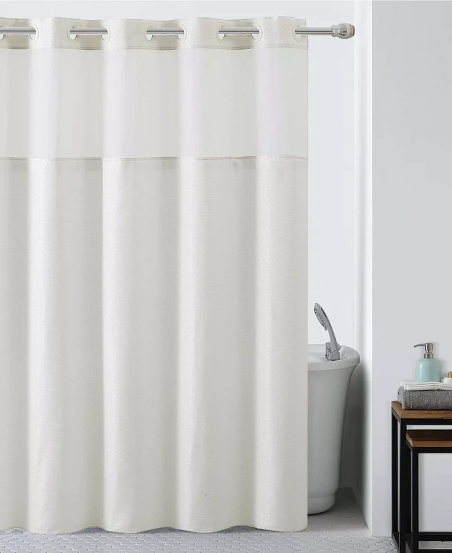 Hookless Silver Lux Shower Curtain with Peva Liner Bedding