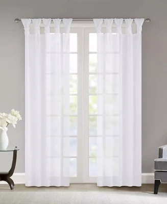 Madison Park Ceres Twisted Tab Top Sheer Window Panel Set, 50" x 95" - White
