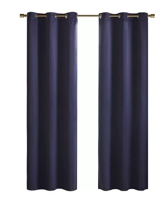 SunSmart Taren Grommet Top Blackout Window Panel Pair, 42" X 95" - Navy