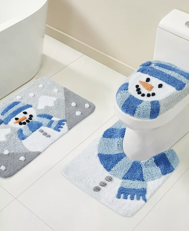 VCNY HOME Snowwomen Contour 3-Pc. Bath Rug Set - Grey