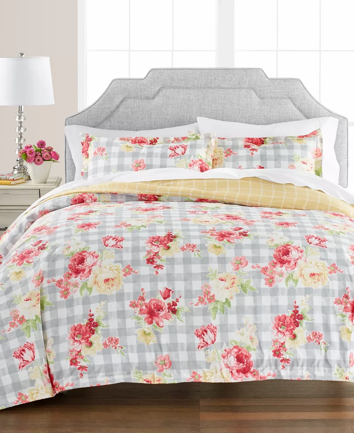 Martha Stewart Collection Bouquet Gingham Comforter Set, King