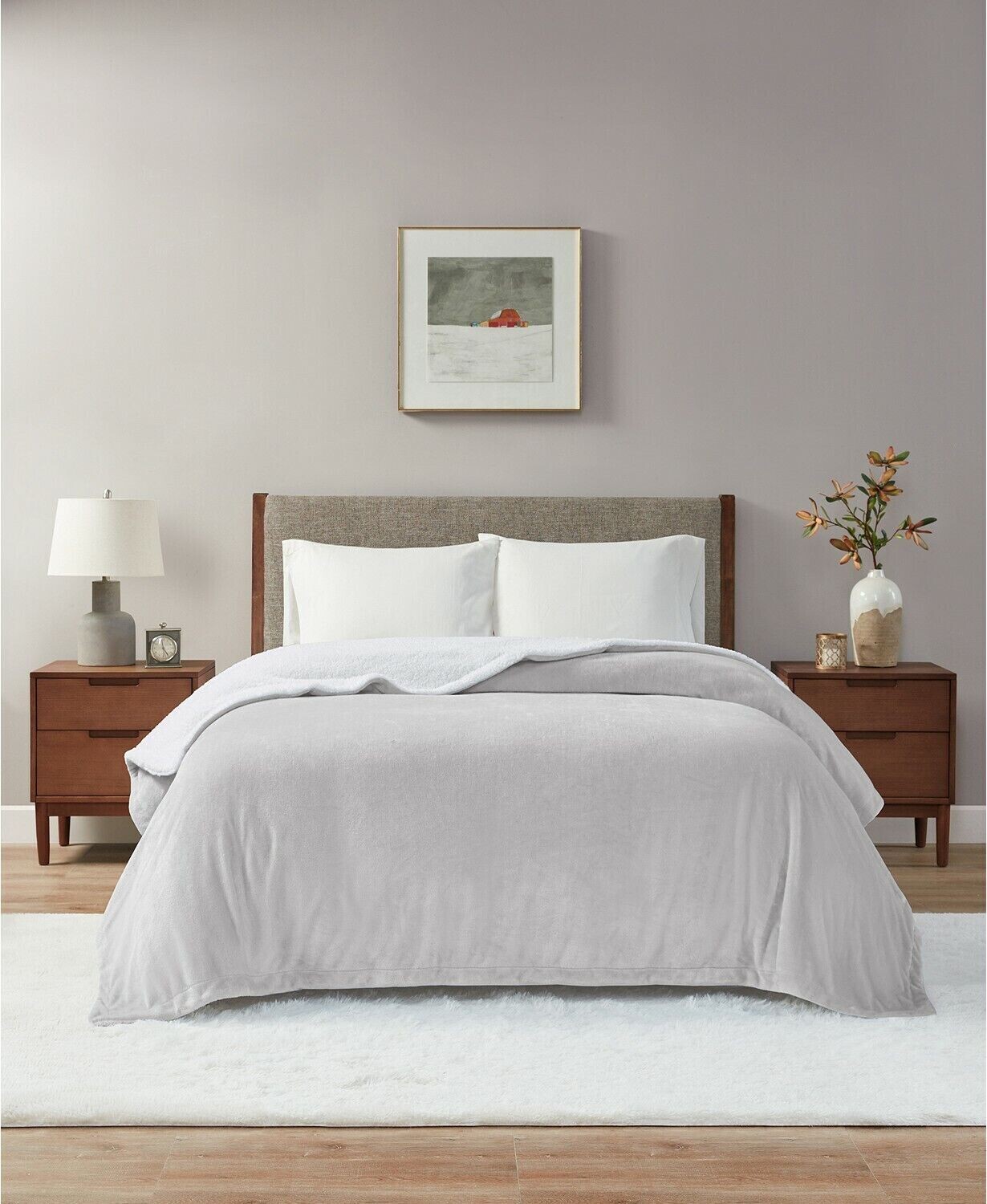 Charter Club Sherpa Plush Blanket, Full/Queen, Smoke