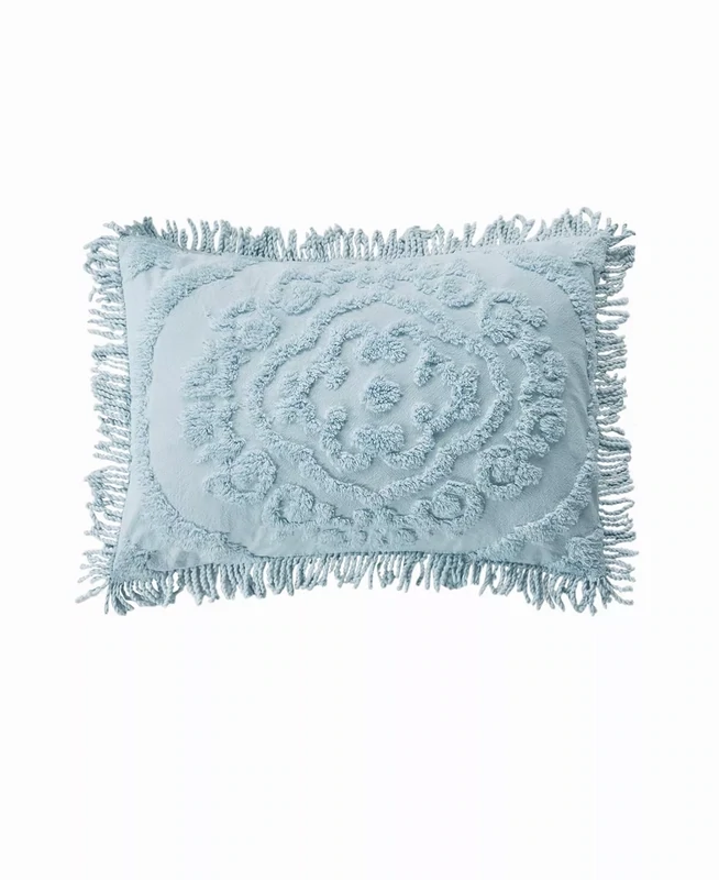 Martha Stewart Collection Tufted Medallion Chenille Sham, Standard, Blue