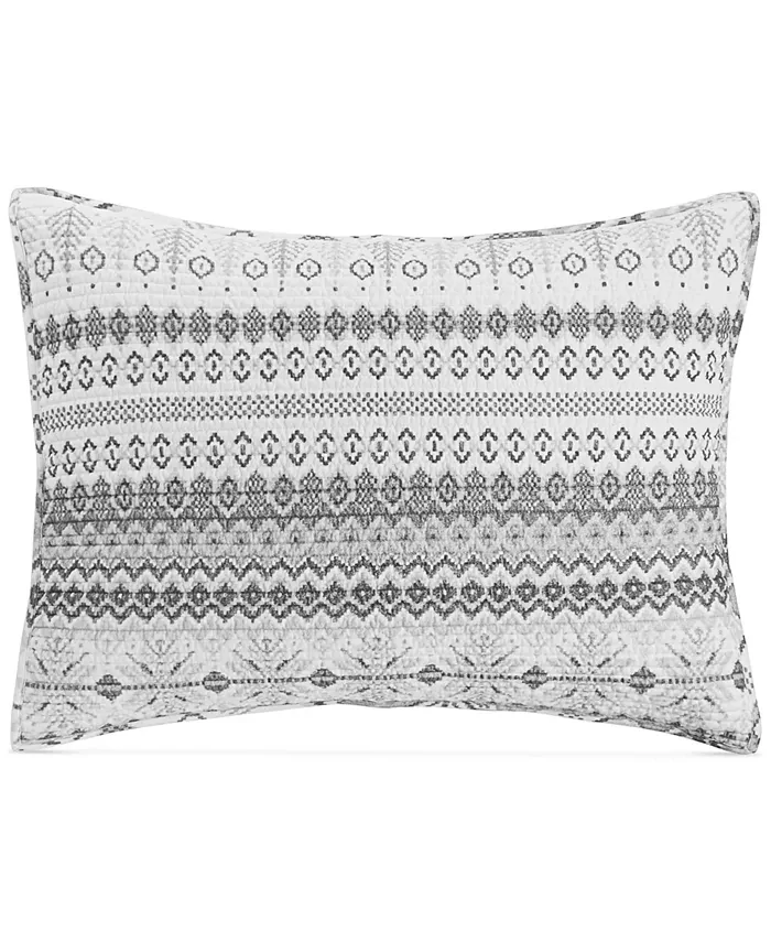Martha Stewart Collection Fairisle Quilted Flannel Sham, Standard, Grey