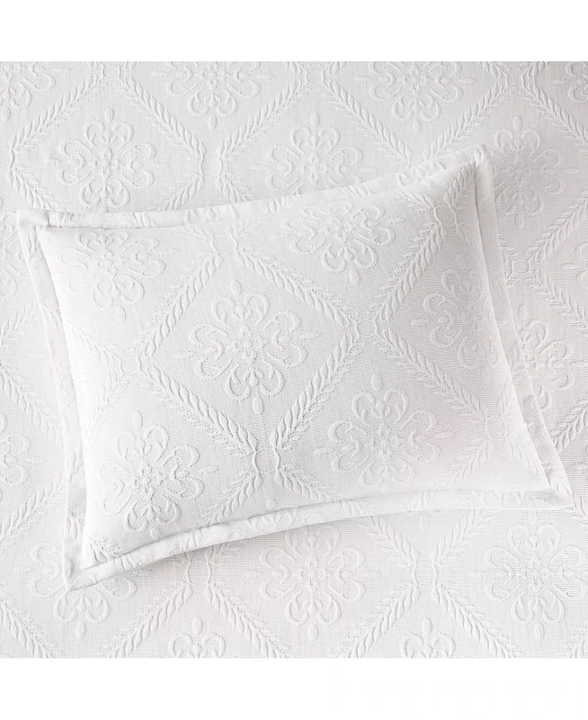 Martha Stewart Collection Scroll Matelasse Sham, Standard, White