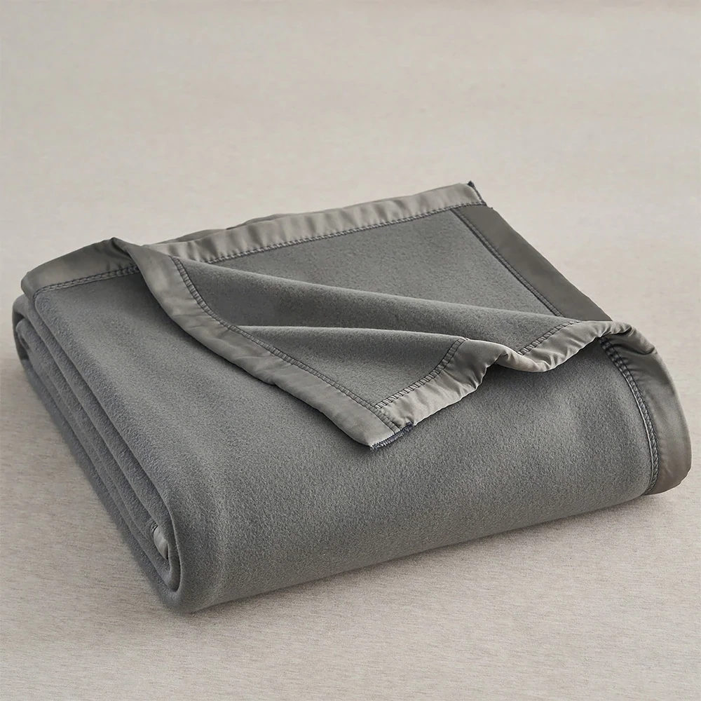 Martha Stewart Collection Soft Fleece Blanket, Twin, Castlerock - Gray