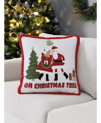 ID Home Fashions Oh Christmas Tree Decorative Pillow, 20 X 20 - Red