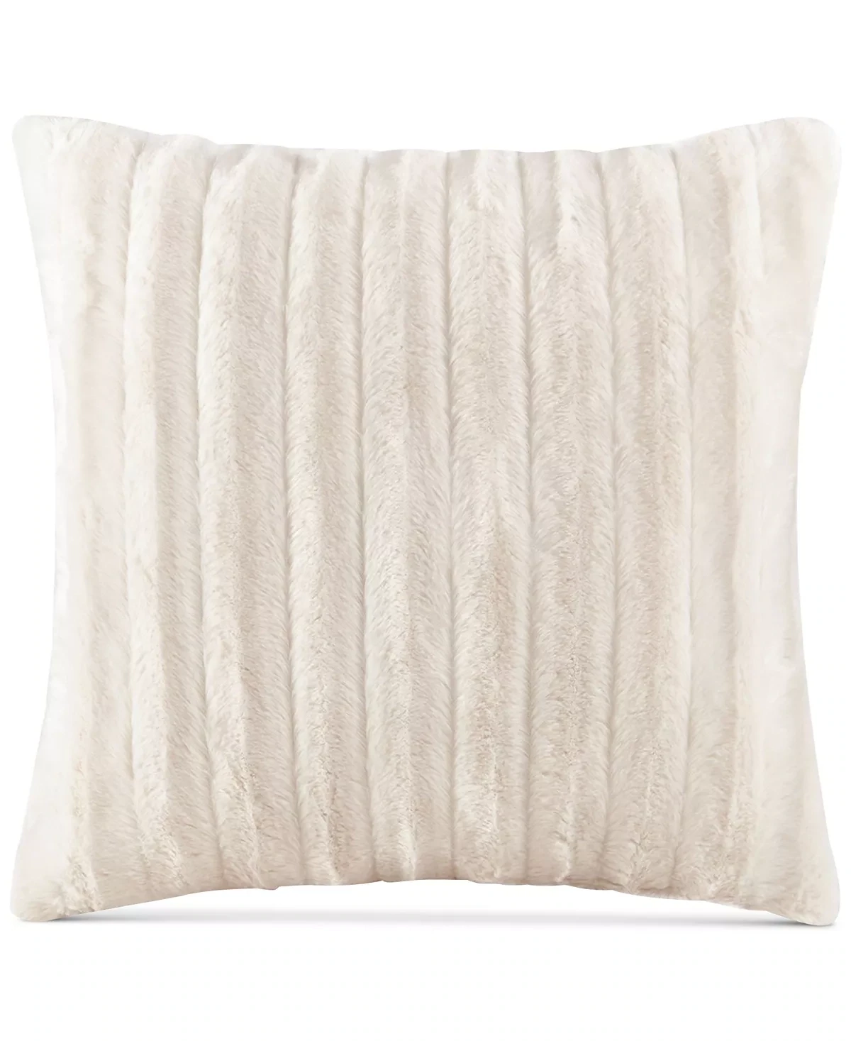 Madison Park Duke Ribbed Faux-Fur Decorative Pillow, 20" x 20" - Ivory