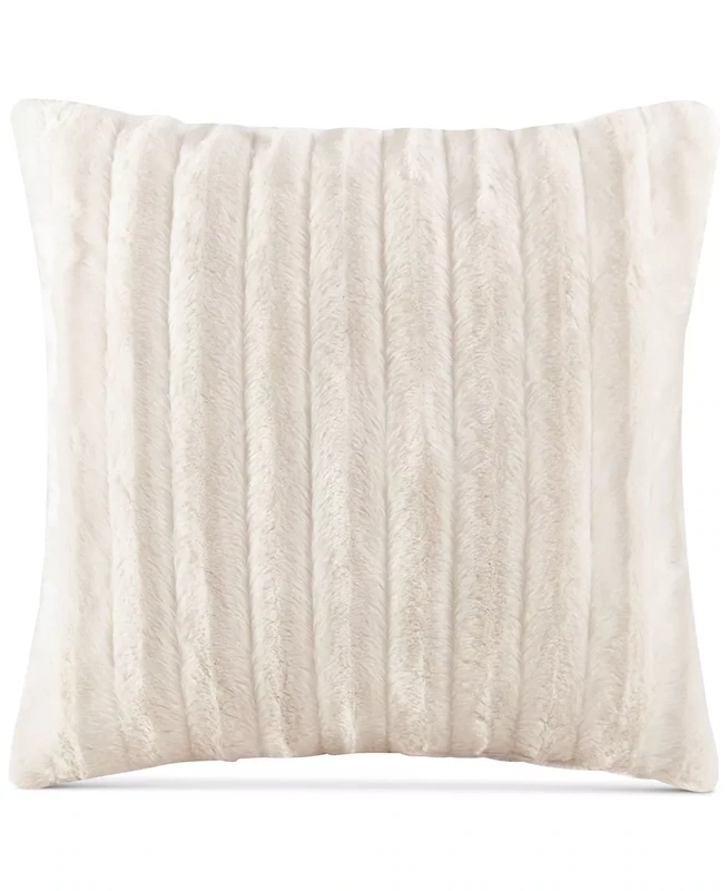 Madison Park Duke Ribbed Faux-Fur Decorative Pillow, 20&quot; x 20&quot; - Ivory