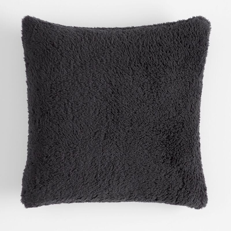 Montauk Teddy Dec Pillow to White Sherpa, 18 X 18 - Charcoal