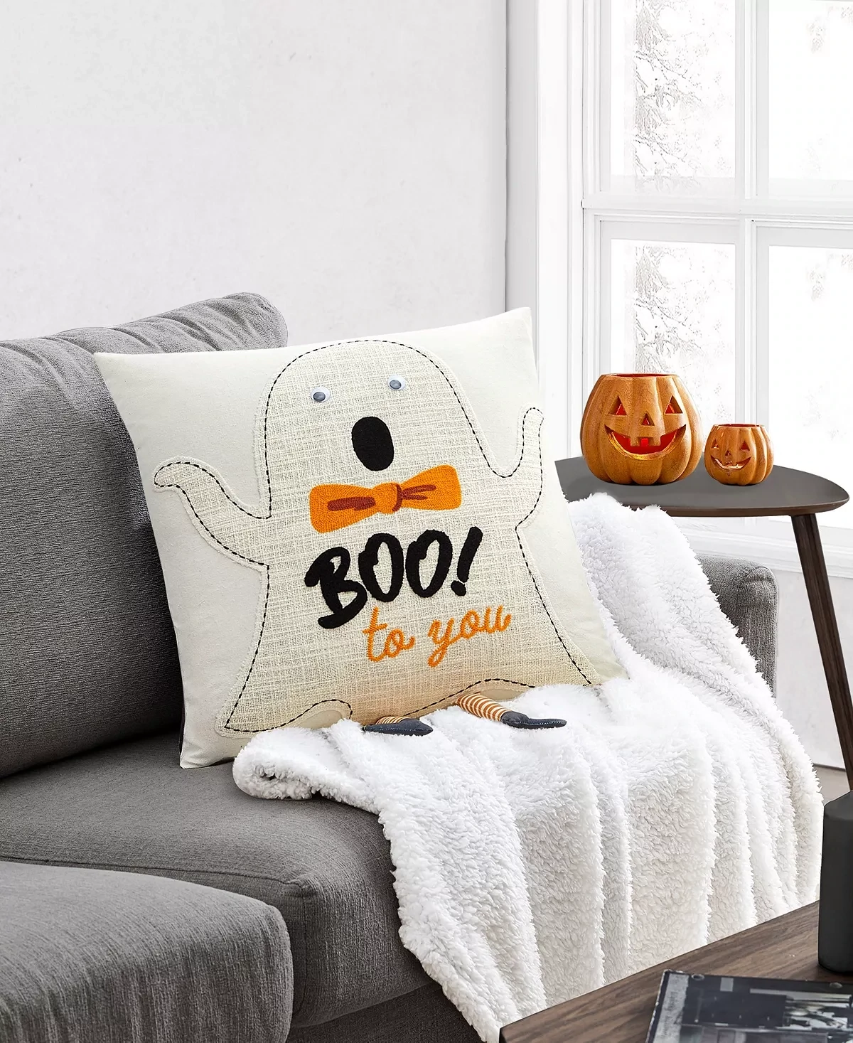 Lacourte Boo to You Dangling Legs Decorative Pillow, 20 X 20, Multi