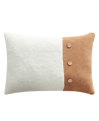 BearPaw Sherpa Corduroy Decorative Pillow, 14" X 20" - Tan