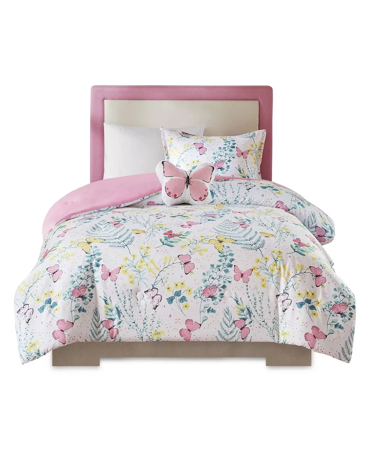 Mi Zone Kids Caroline 3-Piece Pink Twin Polyester Printed Butterfly Comforter Set