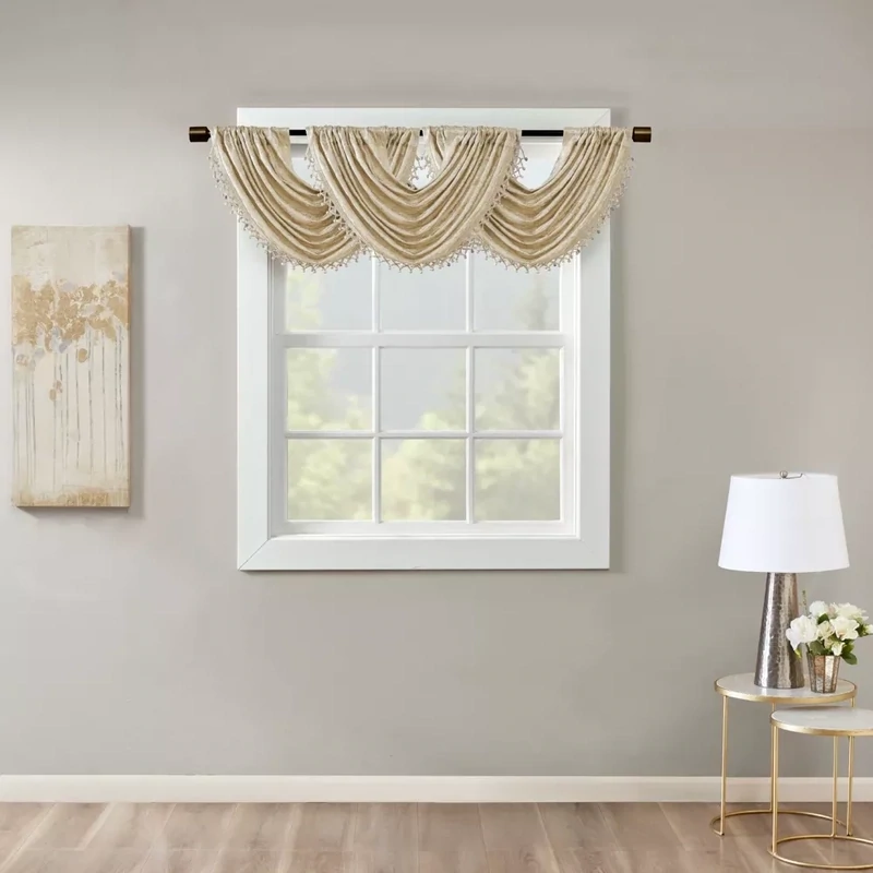 SUNSMART Aurora Jacquard Window Valance Gold, 38&quot;x46&quot;