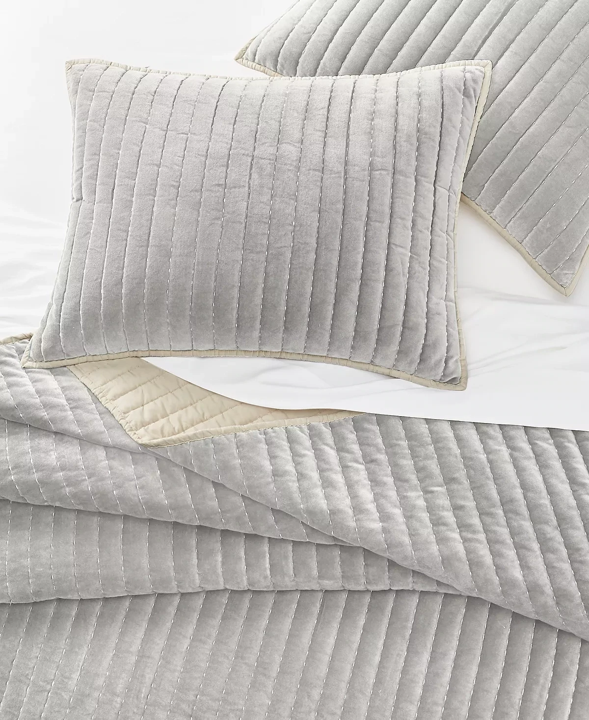 Oake Velvet Sham, King, Grey