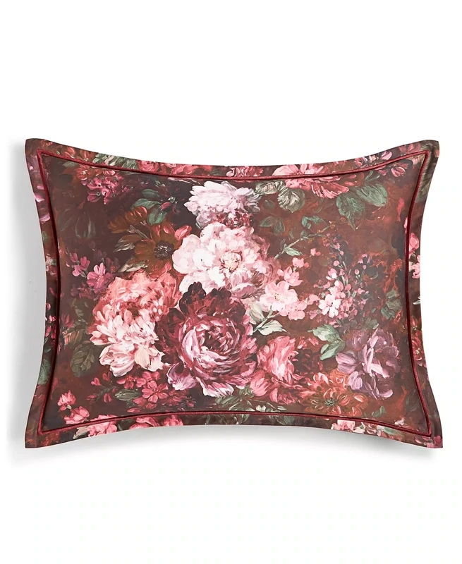 Hotel Collection Dutch Floral Sham, Standard, Crimson