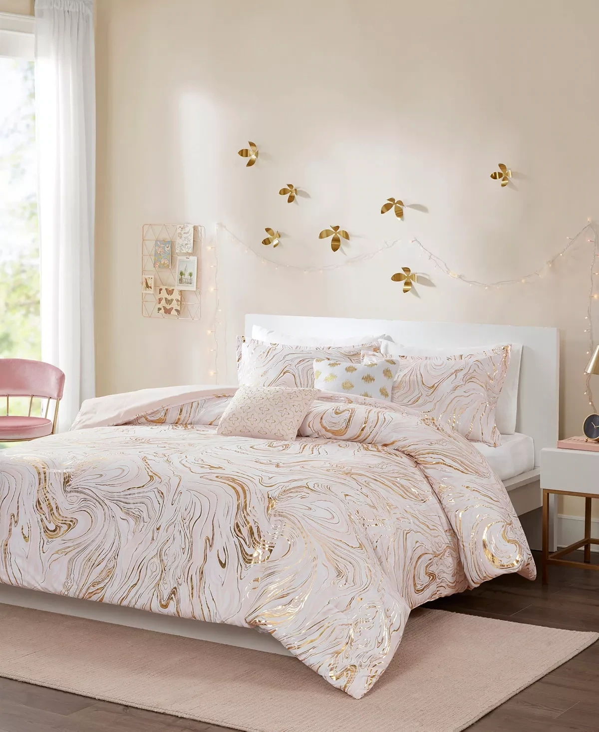 Intelligent Design 5pc Full/Queen Vanessa Metallic Printed Comforter Set - Blush/Gold
