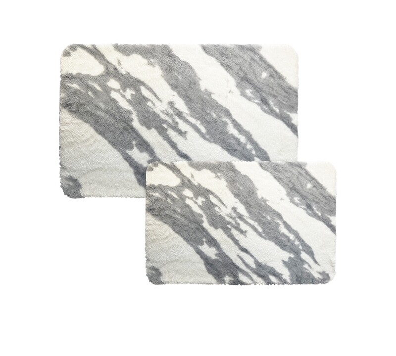 Pure Bath Marble 2-Pc. Bath Rug Set - Grey