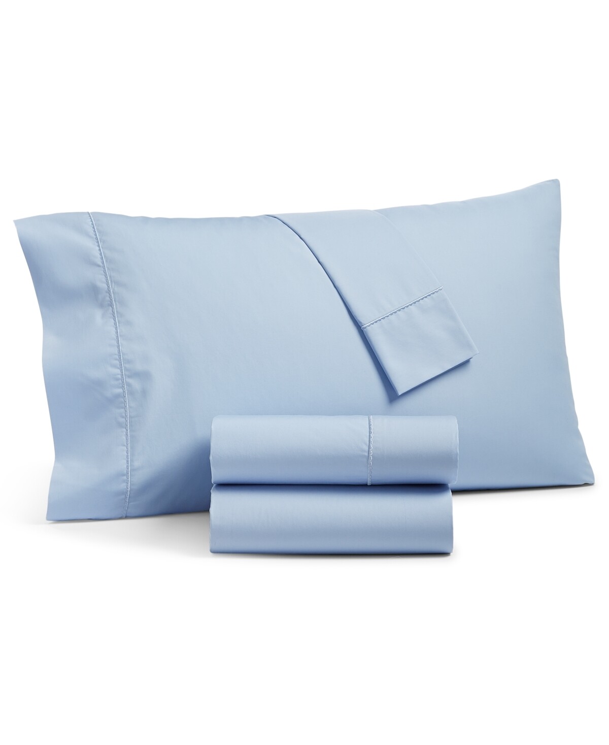 Martha Stewart Collection Solid 400 Thread Count 100% Egyptian Cotton Percale 4-Pc. Sheet Set, King, Pale Indigo