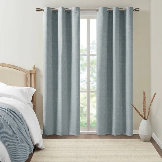 Beautyrest Rocky Solid Textured Jacquard Total Blackout Magnetic Closure Panel Pair in Blue 42&quot; X 84&quot; Lord &amp; Taylor