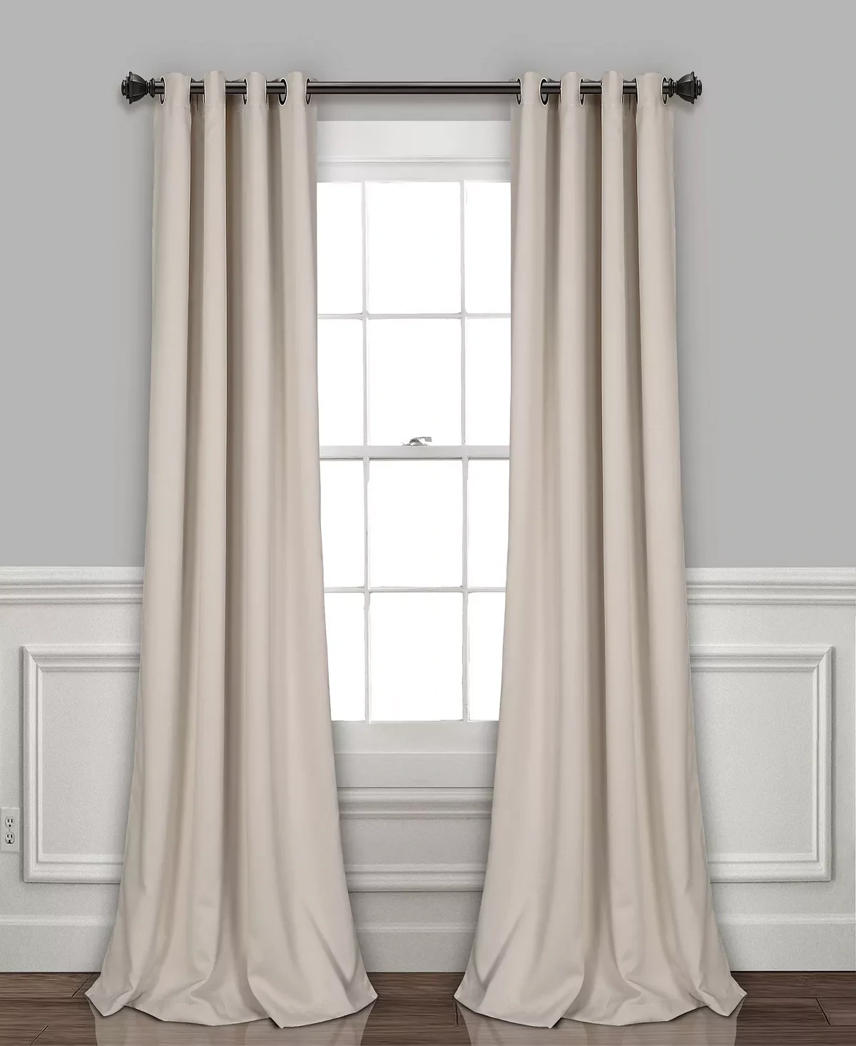 Lush Decor Wheat Polyester Solid 52 in. W X 84 in. L Grommet Blackout Curtain (Set of 2)