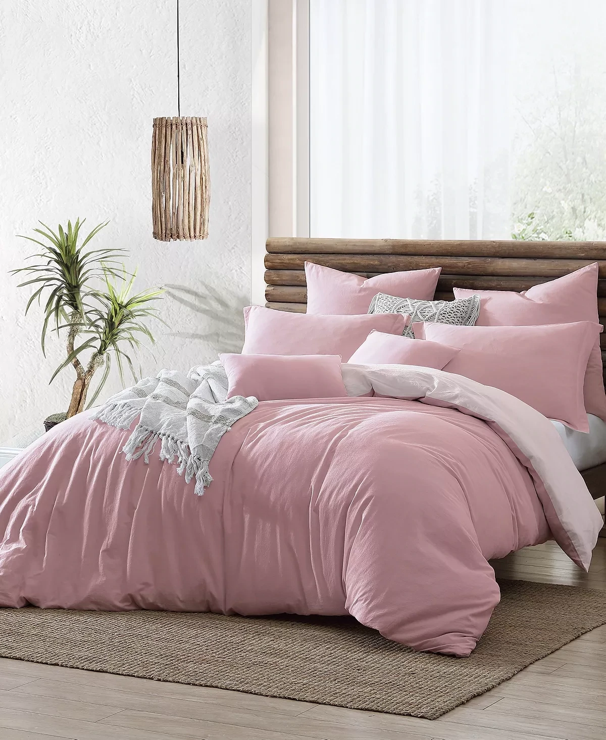 Swift Home Valatie Garment Dyed Duvet Cover Set with Shams, Pink, Full/Queen