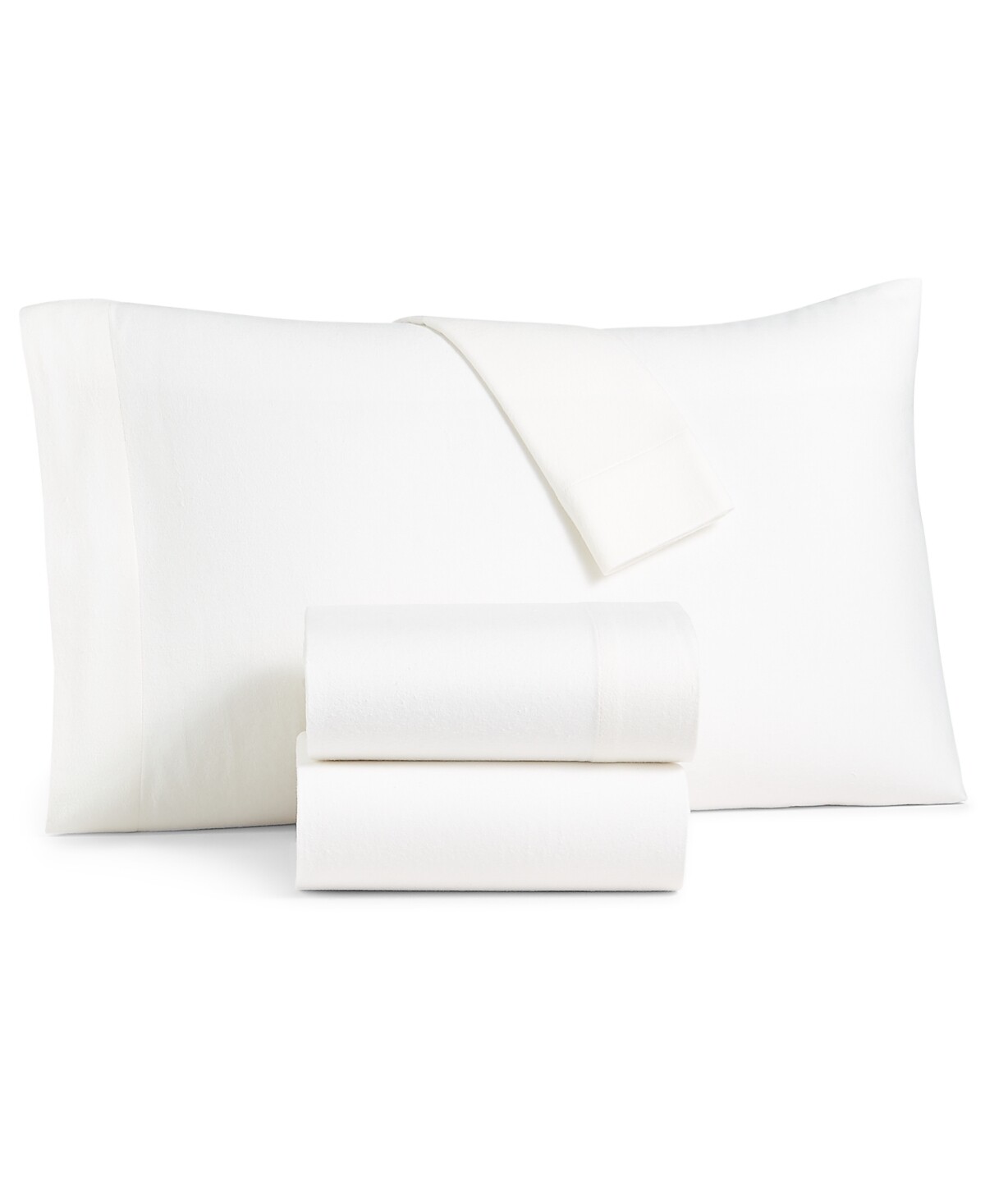 Martha Stewart Collection Solid 100% Cotton Flannel Pillowcase, Standard, Ivory