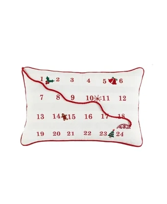 The Mountain Home Collection Christmas Calender Decorative Pillow, 13 X 20, White Multi