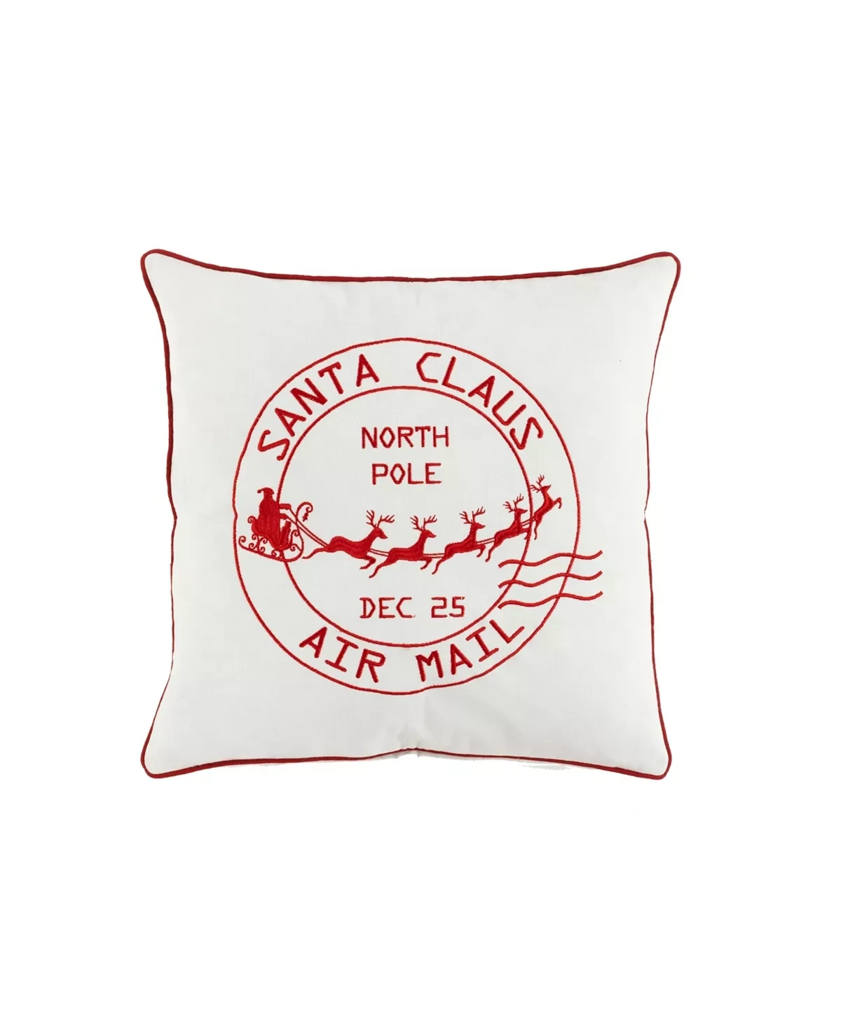 The Mountain Home Collection Santa Claus Air Mail Decorative Pillow, 20 X 20, White