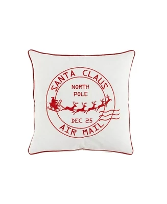 The Mountain Home Collection Santa Claus Air Mail Decorative Pillow, 20 X 20, White
