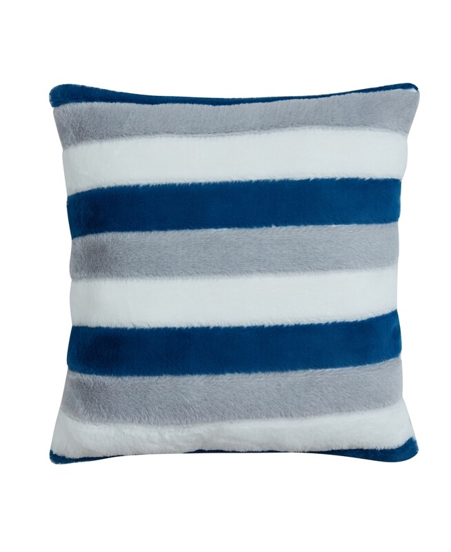 BearPaw Faux Fur Pieced Decorative Pillow, 20&quot; X 20&quot;, Navy
